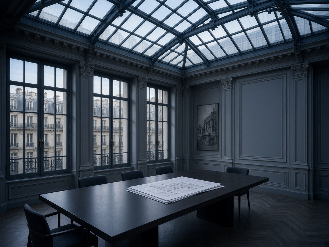 Verrière d'un cabinet parisien, lumière d'acier